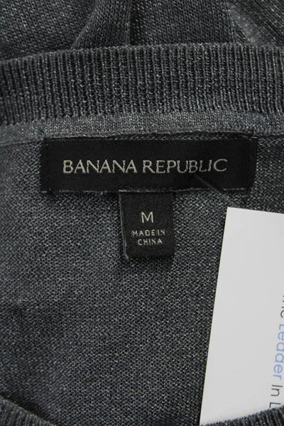Banana Republic Women Basic T-Shirt Gray Rayon Crew Neck Size M