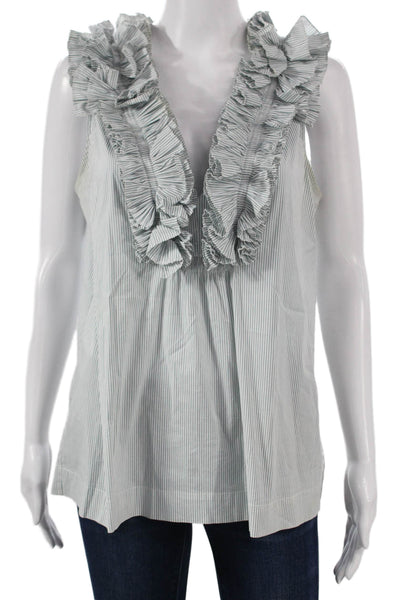 BCBG Max Azria Womens Multicolor V-Neck Cotton Sleeveless Basic Blouse Size M