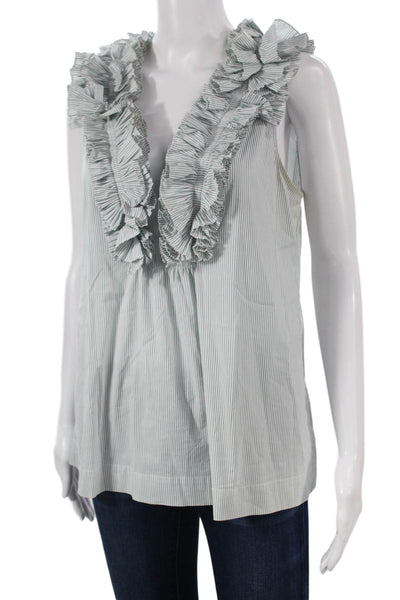 BCBG Max Azria Womens Multicolor V-Neck Cotton Sleeveless Basic Blouse Size M