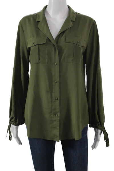 Banana Republic Women Collared Button Long Sleeve Basic Blouse Green Size S