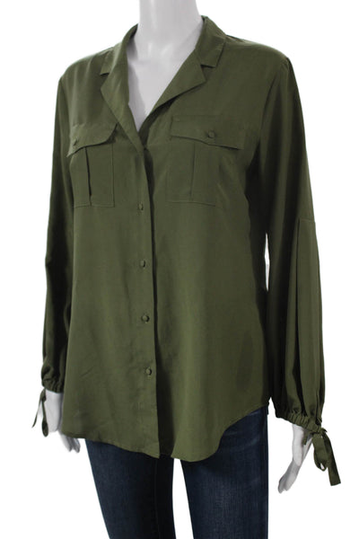 Banana Republic Women Collared Button Long Sleeve Basic Blouse Green Size S