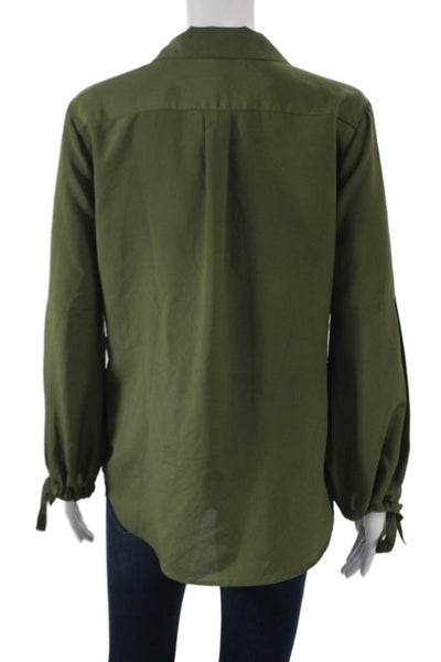 Banana Republic Women Collared Button Long Sleeve Basic Blouse Green Size S