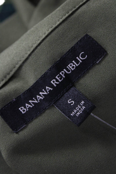 Banana Republic Women Collared Button Long Sleeve Basic Blouse Green Size S