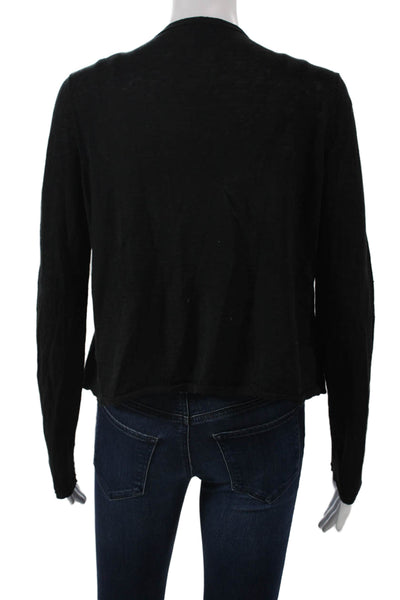 Eileen Fisher Women Linen Black Cardigan Long Sleeve Petites Size S