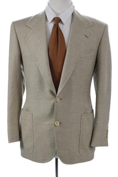 Partito Mens Beige Blazer Button Solid Spring Size 40
