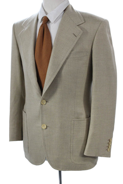 Partito Mens Beige Blazer Button Solid Spring Size 40