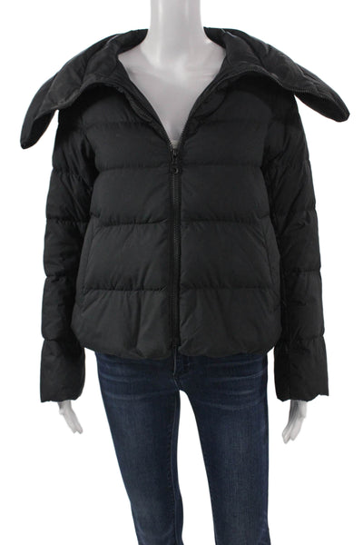 Uniqlo Women Puffer Jacket Black Polyester Zip Long Sleeve Size S