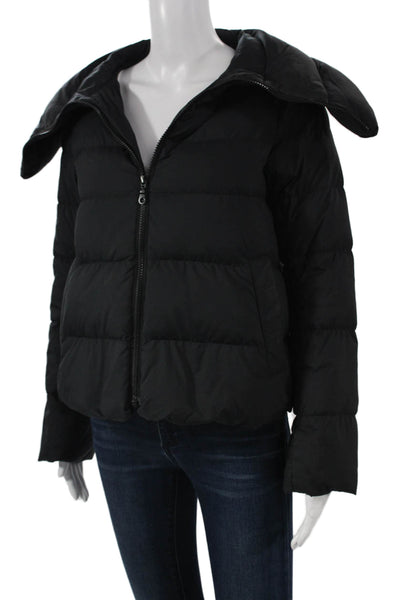 Uniqlo Women Puffer Jacket Black Polyester Zip Long Sleeve Size S