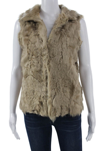 Zara Woman Womens Beige Lambs Leather Sleeveless Vest Size M