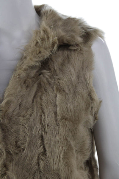 Zara Woman Womens Beige Lambs Leather Sleeveless Vest Size M