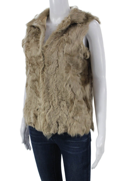 Zara Woman Womens Beige Lambs Leather Sleeveless Vest Size M
