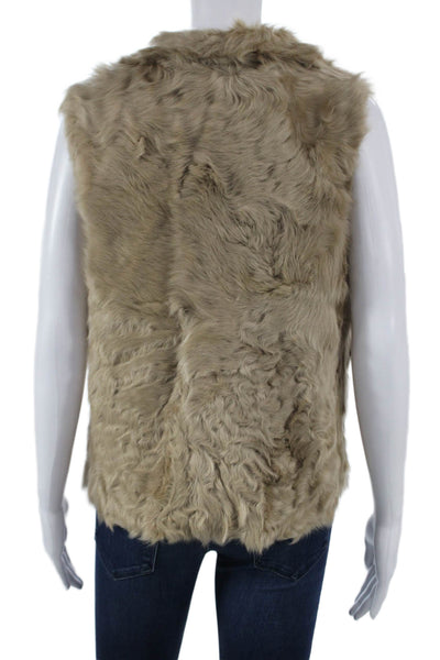 Zara Woman Womens Beige Lambs Leather Sleeveless Vest Size M
