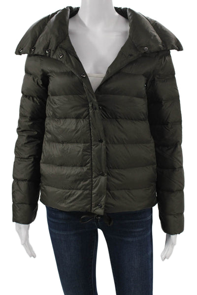 Zara Woman Women Puffer Jacket Green Long Sleeve Polyamide Size XS