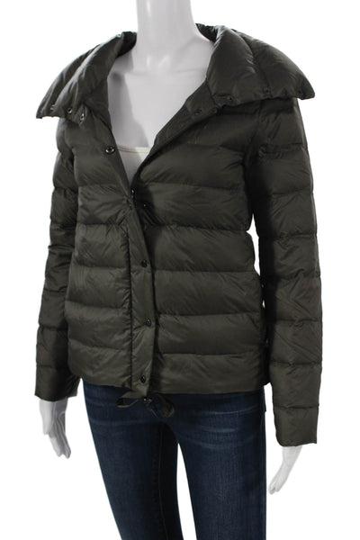 Zara Woman Women Puffer Jacket Green Long Sleeve Polyamide Size XS