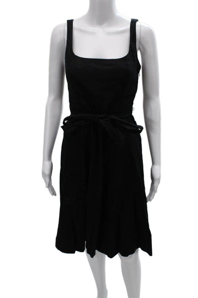 Banana Republic Women Fit & Flare Black Linen Neck Sleeveless Dress Size 4P