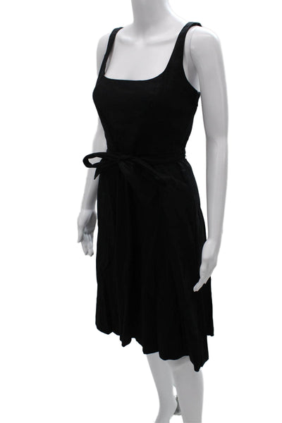Banana Republic Women Fit & Flare Black Linen Neck Sleeveless Dress Size 4P