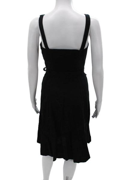 Banana Republic Women Fit & Flare Black Linen Neck Sleeveless Dress Size 4P