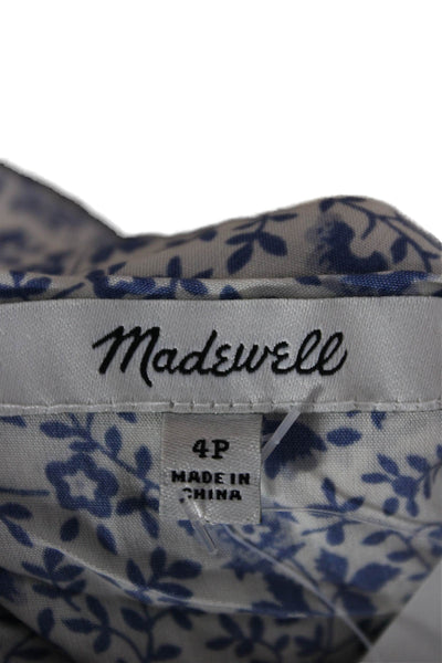 Madewell Womens Blue Floral Wrap Dress V-Neck Sleeveless Tie Waist Size 4P