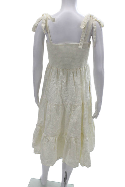 Madewell Womens Ivory Cotton V-Neck Sleeveless Petite Sundress Mid-Calf Size S