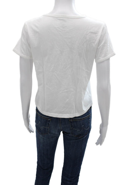 J Crew Women Basic White Crew Neck Short Sleeve T-Shirt Size S