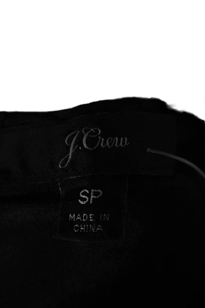 J Crew Women Black Basic Blouse Round Neck Short Sleeve Petite Size S