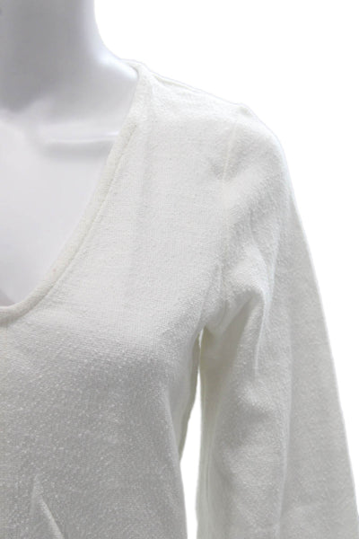 Madewell Womens Basic Cotton V Neck 3/4 Sleeve Blouse White Size XS