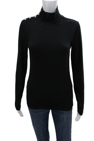 J Crew Womens Black Cotton Turtleneck Long Sleeve Basic T-Shirt Size S