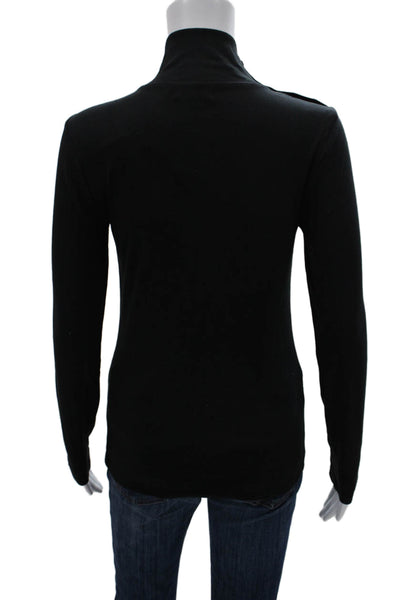 J Crew Womens Black Cotton Turtleneck Long Sleeve Basic T-Shirt Size S