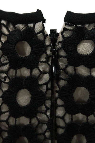 J Crew Women Black Sleeveless Floral Crew Neck Basic Blouse Petite Size 4P