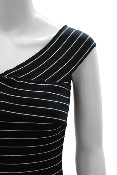 Cupcakes And Cashmere Women Black Striped V-Neck Viscose Tank Size S