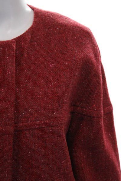 Akris Punto Women Red Flecked Skirt Suit 3/4 Sleeve Button Polyester Size 8