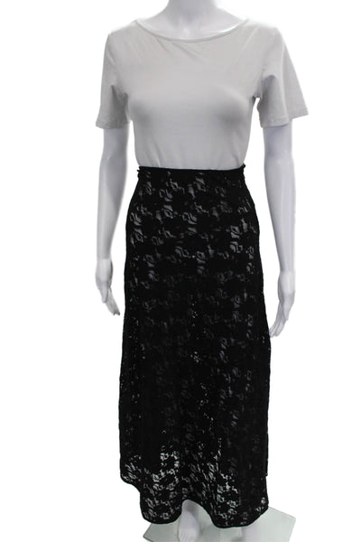 Dissh Womens Maxi Floral Nylon Skirt Black Long Zip Size 0