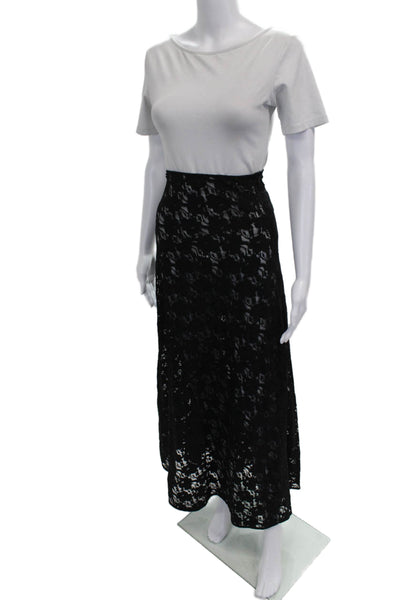 Dissh Womens Maxi Floral Nylon Skirt Black Long Zip Size 0