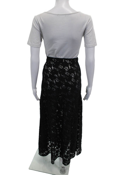 Dissh Womens Maxi Floral Nylon Skirt Black Long Zip Size 0