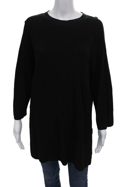 Eileen Fisher Womens Tunic Sweater Black Viscose Blend Size 2XS