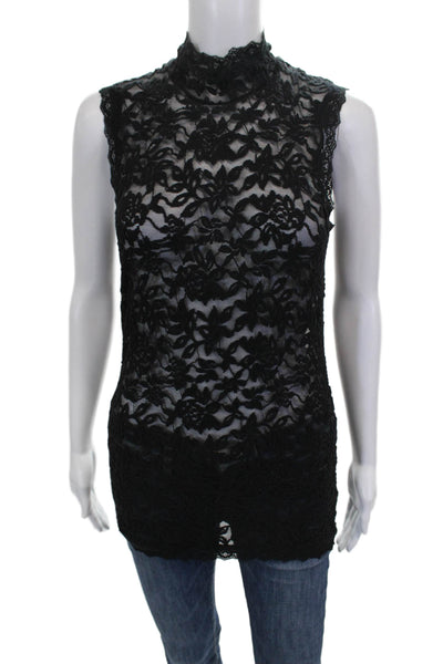 Rosemunde Womens Basic Floral Cotton High Neck Sleeveless Button Blouse Size S