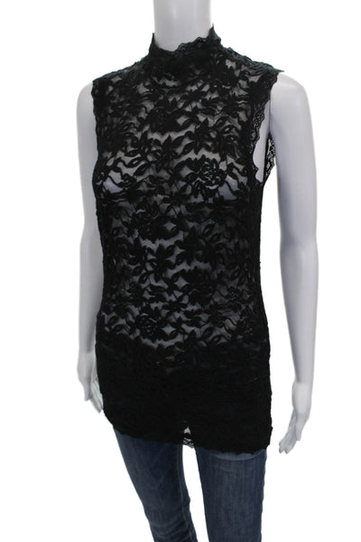 Rosemunde Womens Basic Floral Cotton High Neck Sleeveless Button Blouse Size S