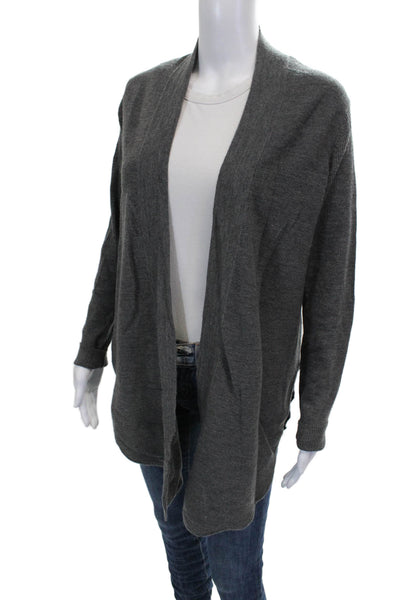 Eileen Fisher Women Cardigan Gray Wool Blend Round Neck Long Sleeve Size S
