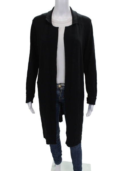 The Fisher Project Womens Collared Black Cotton Cardigan Long Sleeve Size S