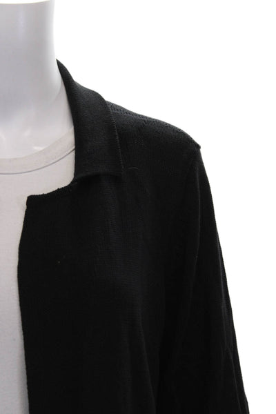 The Fisher Project Womens Collared Black Cotton Cardigan Long Sleeve Size S