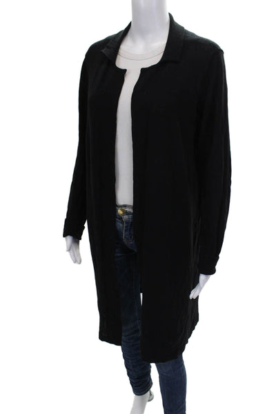 The Fisher Project Womens Collared Black Cotton Cardigan Long Sleeve Size S