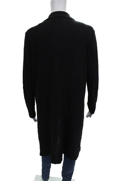 The Fisher Project Womens Collared Black Cotton Cardigan Long Sleeve Size S