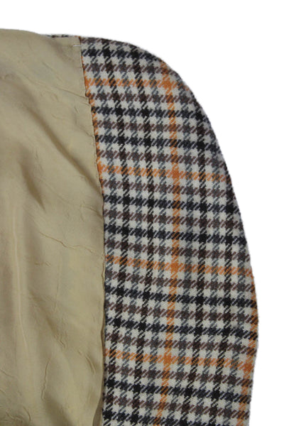 Partito Mens Wool Brown Check Blazer Button Closure Size 40