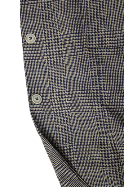 Loro Piana Mens Beige Flax Check Blazer Size 48