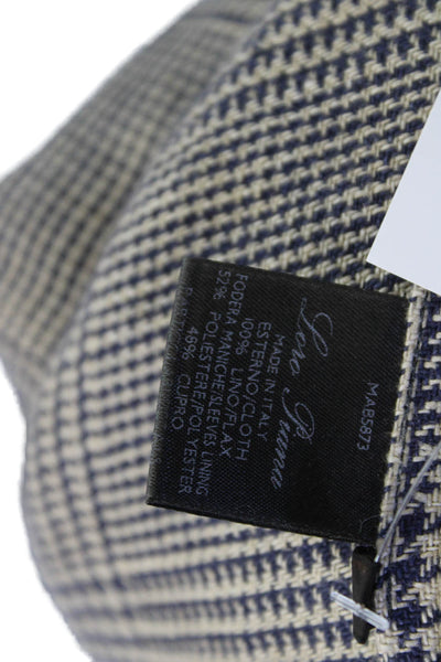 Loro Piana Mens Beige Flax Check Blazer Size 48