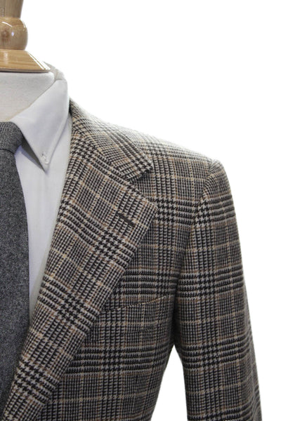 Partito Mens Blazer Brown Plaid Button Size 40