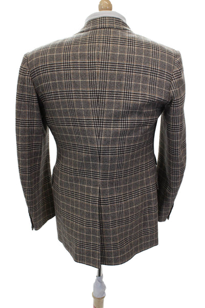 Partito Mens Blazer Brown Plaid Button Size 40
