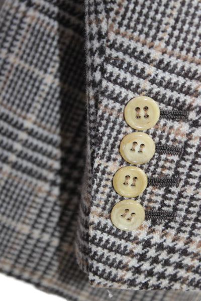 Partito Mens Blazer Brown Plaid Button Size 40