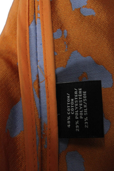 Lafayette 148 New York Women Orange Floral Basic Jacket 3/4 Sleeve Size 0