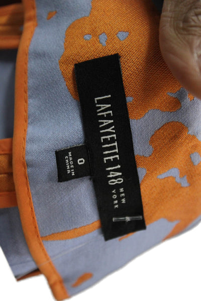 Lafayette 148 New York Women Orange Floral Basic Jacket 3/4 Sleeve Size 0